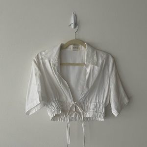 DISSH white linen crop top size 4 (small)